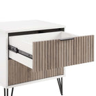 Manhattan Comfort DUMBO 20.07" Modern 2-Drawer Nightstand 2-Piece Set - White/Rustic Grey-Stylish Splayed Gold Metal Legs Adding Seamless Fashion Design and Durability