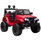 Aosom 12V Kids Ride-On Off-Road Toy Truck - Red-Comes with remote control, parents can control the ride-on car in distance 