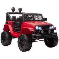 Aosom 12V Kids Ride-On Off-Road Toy Truck - Red-Comes with remote control, parents can control the ride-on car in distance 