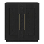 Hudson&Canal Tillman 28"W Accent Cabinet - Black Grain-Features two swing-out doors, adjustable center shelf, and a cable management cut-out