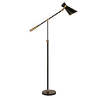 Hudson&Canal Rex Two-Tone/Height-Adjustable Floor Lamp with Metal Shade - Black/Brass/Black-Industrial design for your living room, office space, bedroom, or reading nook