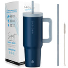 GROSCHE Aspen Insulated Water Tumbler with Handle - 40 oz. - Mountain Blue-Triple-wall vacuum insulation