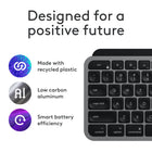 Logitech MX Keys S Combo for Mac - Wireless Keyboard & Mouse with Palm Rest, Backlit Keyboard, Fast Scroll - Space Grey-Recycled: Plastic parts in MX Keys S Wireless Keyboard include certified post-consumer recycled plastic — 26% for Black and 11% for Pale Grey. Excludes plastic in printed wiring assembly (PWA), FFC cable, cables, and packaging