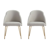 Manhattan Comfort Gracie 24.2" Modern Leatherette Upholstered Dining Chair - Stone and Gold - Set of 2-Modern Dining Chair for Dining Room and Task Use. Set of 2