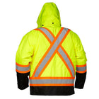 Forcefield 4-In-1 Safety Parka - Lime with Black Trim - Size Large-Clear ID pocket pulls out of upper right chest pocket