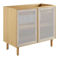 Modway Calla 36" Perforated Metal Bathroom Vanity Cabinet - Oak-Perforated Metal Doors