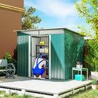 Outsunny Garden Storage Shed with Skylight - 8.5' x 6' - Dark Green-Its robust, galvanized steel construction ensures durability, while the water drainage system protects your belongings from bad weather 