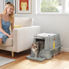 PawHut 80L Stainless Steel Cat Litter Box - Light Grey-Stainless steel pan resists odours and stains, ensuring hygiene 