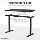 MotionGrey Electric Dual Motor Height Adjustable 165" W Sit-to-Stand Desk - Black Frame-German Made Bosch Dual Motors - Our dual Bosch premium motors feature above industry weight rating, movement speed and are designed to exceed energy efficient guidelines. For the best quality, each motor undergoes our 6-step full inspection procedure