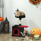PawHut 28" Gothic Cat Tree Tower with Plush Top Bed - Red/Black-Covered in soft plush fabric, offering your cat a warm, cozy retreat 