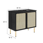 Modway Chaucer 36" Bathroom Vanity - Black-Wood Grain Laminate