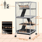 PawHut 45" H 4-Tier Small Pet Cage - Light Grey-Each platform has round holes connected with ramps 