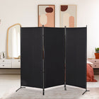 HOMCOM 3 Panel Double Hinged Freestanding Room Divider for Home Office - Black-Connected with dual directional hinges so that it can be adjusted to any angle
