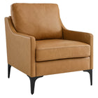 Modway Corland Leather Armchair - Tan-Mid-Century Modern Armchair