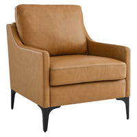 Modway Corland Leather Armchair - Tan-Mid-Century Modern Armchair