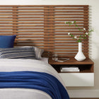 Modway Render 6-Piece Wall Mount Twin Headboard with Nightstands - Walnut White-Wall-Mount Design
