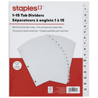 Staples Pre-Printed Index Dividers - 1-15 - White-Tab dividers are numbered 1 through 15 to keep documents organized