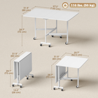 HOMCOM 47.2" Lockable Wheel Mobile Drop Leaf Folding Dining Table for 2-4 - White-Folds to just 10.2", great for compact storage