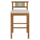 Modway Eleni Outdoor Teak Wood Bar Stools 2-Piece Set - Natural/Sail-8