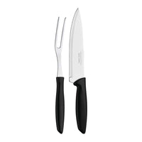 Tramontina Plenus Cutlery Stainless Steel Carving Set with Black Polypropylene Handles - 2 Piece Set-Set Includes: 1x 7" Chef's Knife, 1x Carving Fork