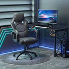 HOMCOM Racecar Style Office Chair - Grey-Thick and non-deformable padded headrest, backrest, armrest and seat for ultimate comfort