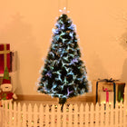 HOMCOM 4' Pre-Lit Artificial Christmas Tree with Top Star and Optic Fiber - Green-Multi-colour lights that remain lit even if a bulb burns out 
