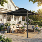 Outsunny 10 ft W x 10 ft L Gazebo - So ft L Top Garden Gazebo with 2-Tier Roof - Black-Solid metal frame ensures durability and resists rust effectively