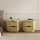 Manhattan Comfort Olivia 26.5" Modern Nightstand 2-Piece Set - Natural Oak/Black-Includes 2 Drawers with .75 Extension