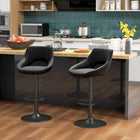 HOMCOM Adjustable Counter Height Bar Stools - Black - 2 Pack-Seat height is adjustable to counter height or bar height. The swivel seat ensures free rotation
