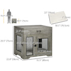 PawHut 31.5" L Dog Kennel End Table with Cushion and Storage - Grey-The top drawer is divided into two compartments 