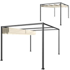 Outsunny Patio Pergola with Retractable Canopy - 10' x 7' - Cream White-Metal frame with powder coating in superior strength and great stability 