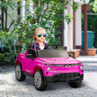 Qaba 12V CHEVROLET Licensed Kids Ride on RC Car - Pink-Four-wheel spring suspension and soft start ensure a smooth ride 
