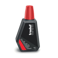 Trodat 7011 Premium Stamp Pad Ink - 28mL Bottle - Red-Nontoxic, water-based ink to re-ink a stamp pad