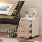HOMCOM 3-Drawer Filing Cabinet with Wheels, Mobile - Oak-Serves as a versatile printer stand for study rooms and offices
