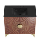 Modway Daylight 36" Bathroom Vanity - Black/Walnut-Spacious Storage