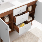 Modway Transmit 48" Double Sink Bathroom Vanity - Walnut/White-Ceramic Double Sink Basin