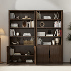 Manhattan Comfort 2-Piece Rivington 40" Modern 4-Shelf Bookcase Cabinet - Walnut -Soft Close Doors offer Hidden Storage with 2 Shelves
