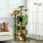 PawHut 63" H Cat Tree with Two Cat Condos - Green-Includes scratching posts and ramp for natural clawing instincts 