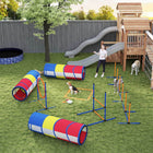 PawHut 11-Piece Dog Agility Training Equipment Set with Adjustable Hurdle, Ring, 3 Tunnels and Weave Poles-Freestanding design allows for use on any indoor or outdoor flat surface 