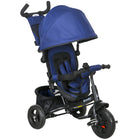 Qaba 6-in-1 Toddler Tricycle with Parent-Push Handle - Dark Blue-6 in 1 design, ensures a comfortable and safe ride for your child as they grow 