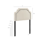 Modway Magnolia Stain-Resistant Performance Velvet Twin Size Headboard - Alabaster/Cadet Blue-Padded Twin Size Headboard
