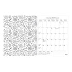 Blueline 2027 DoodlePlan Colouring Weekly/Monthly Planner with Twin-Wire Binding - 11" x 8-1/2" - Botanica Design - Bilingual-Each page has a colouring area