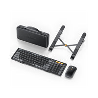 ProtoArc CaseUp Foldable Keyboard Mouse Combo - Black-A laptop stand effectively elevates the laptop's viewing angle to eye level, reducing the neck strain and fatigue caused by prolonged head-down work