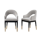 Manhattan Comfort Carrington 20.9" Modern Glam Velvet Upholstered Dining Armchairs - Light Grey - Set of 2-Modern Glam Accent Chairs for Living Room Usage. Set of 2