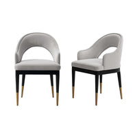Manhattan Comfort Carrington 20.9" Modern Glam Velvet Upholstered Dining Armchairs - Light Grey - Set of 2-Modern Glam Accent Chairs for Living Room Usage. Set of 2