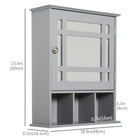 Kleankin Wall Mount Bathroom Mirror Cabinet with Three Shelves - Grey-Color: Grey