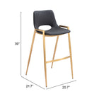 Zuo Desi Barstool - Black/Gold - Set of 2-3 year limited warranty