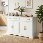 HOMCOM 55" Modern Farmhouse Sideboard Buffet Cabinet with Multi Storage Doors & Drawers - White-Adjustable shelves with three height settings easily accommodate taller items