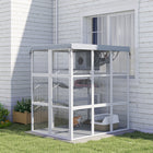 PawHut 71" Catio Outdoor Cat Enclosure with Weatherproof Tarp - Grey-Connects easily to cat tunnels for extended exploration 