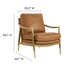 Modway Langford Vegan Leather Accent Armchair - Tan Walnut-Faux Leather Upholstery